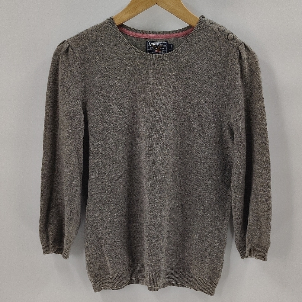 American Living 100% Cashmere Sweater Pullover Beige Brown Size Large Vintage